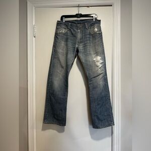 Levis 514 Y2K Jeans 33x30 - Faded Distressed Medium Wash. Grunge. Slim Straight.